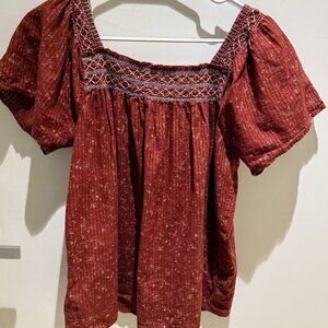 Madewell XS Burgundy Flowy Tee